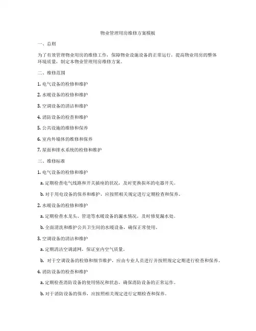 物业管理用房维修方案模板