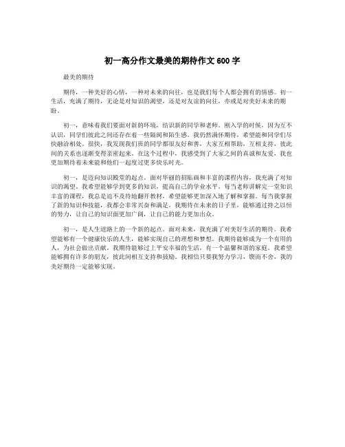 初一高分作文最美的期待作文600字