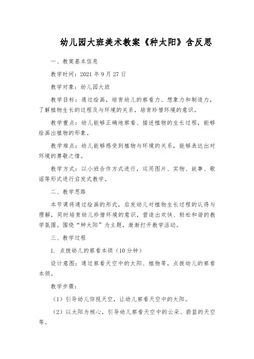 幼儿园大班美术教案《种太阳》含反思