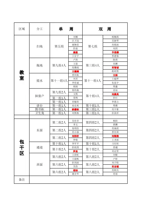 大扫除分工