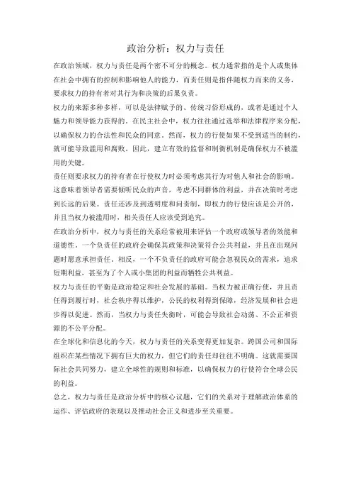 政治分析：权力与责任