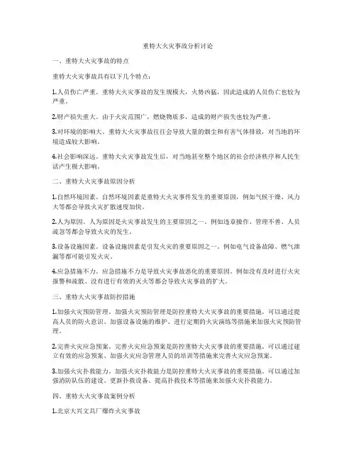 重特大火灾事故分析讨论
