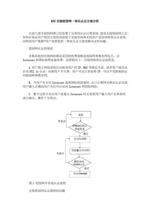 H3C无线校园网一体化认证方案分析