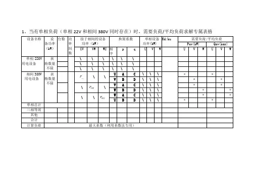 负荷计算专属表格(供参考)