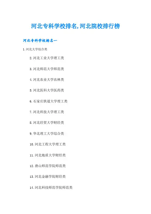 河北专科学校排名,河北院校排行榜