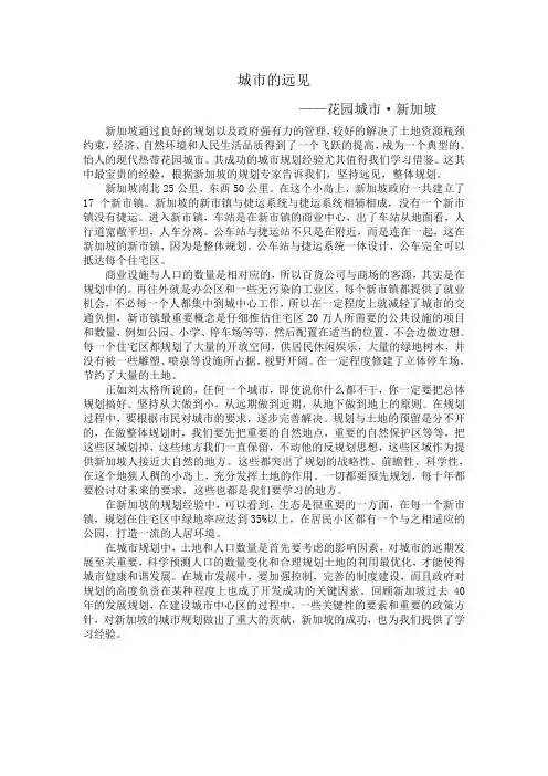 城市的远见 新加坡