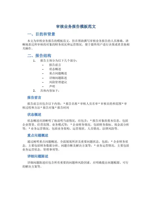 审核业务报告模板范文