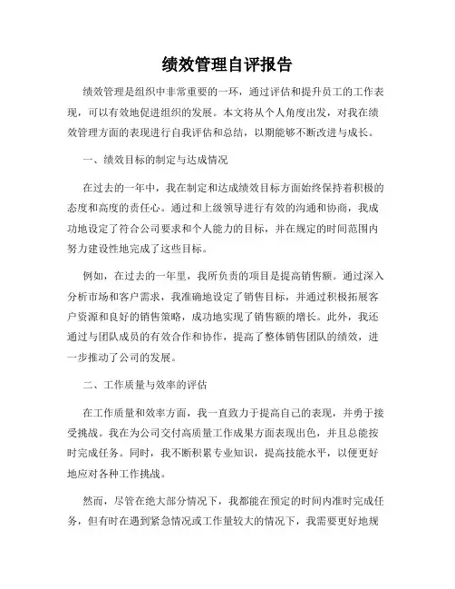 绩效管理自评报告
