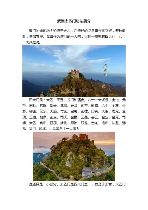 武当太乙门功法简介