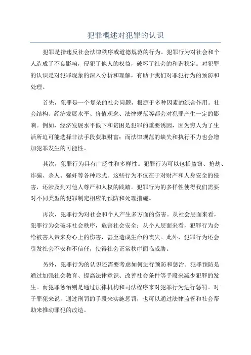犯罪概述对犯罪的认识