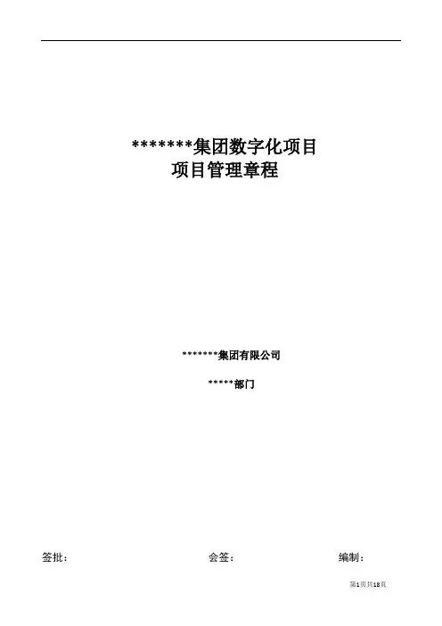 集团数字化项目管理章程—最新全面性实战化