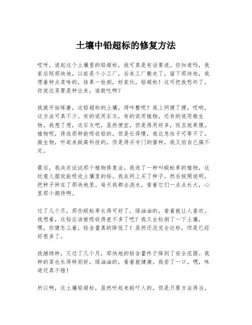 土壤中铅超标的修复方法