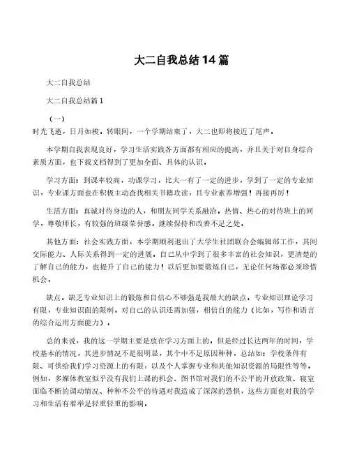 大二自我总结14篇