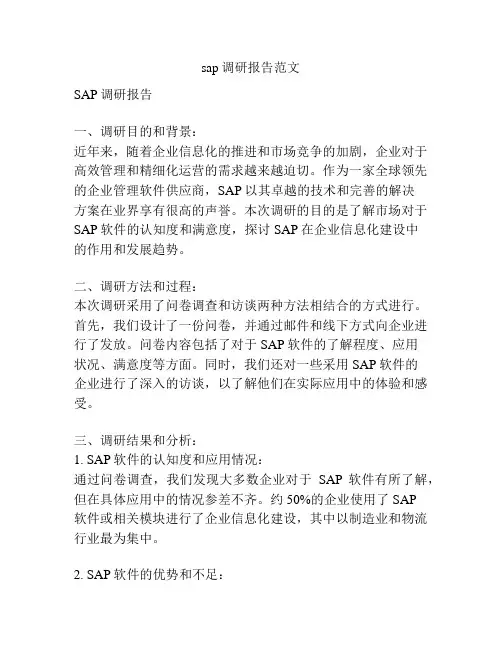 sap调研报告范文