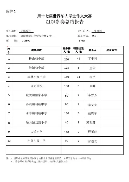 参赛总结报告