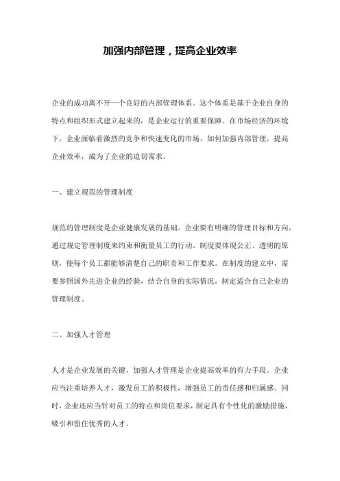 加强内部管理,提高企业效率