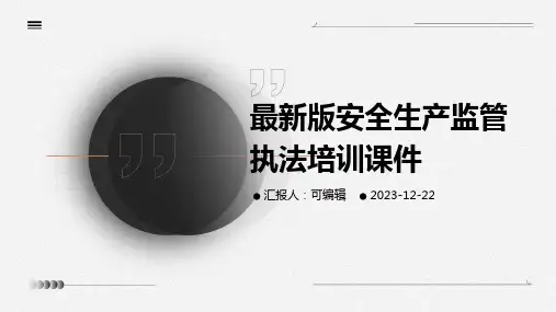 最新版安全生产监管执法培训课件