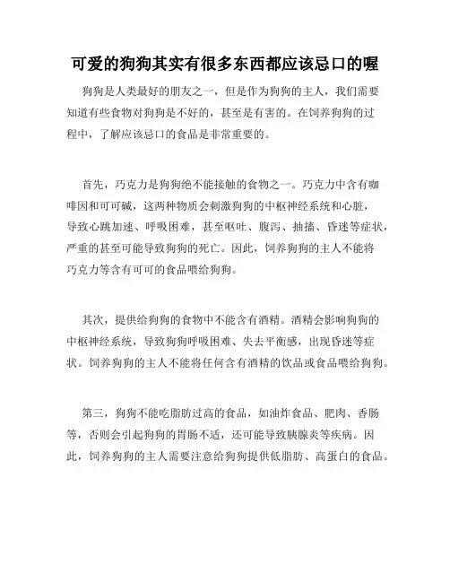 可爱的狗狗其实有很多东西都应该忌口的喔 