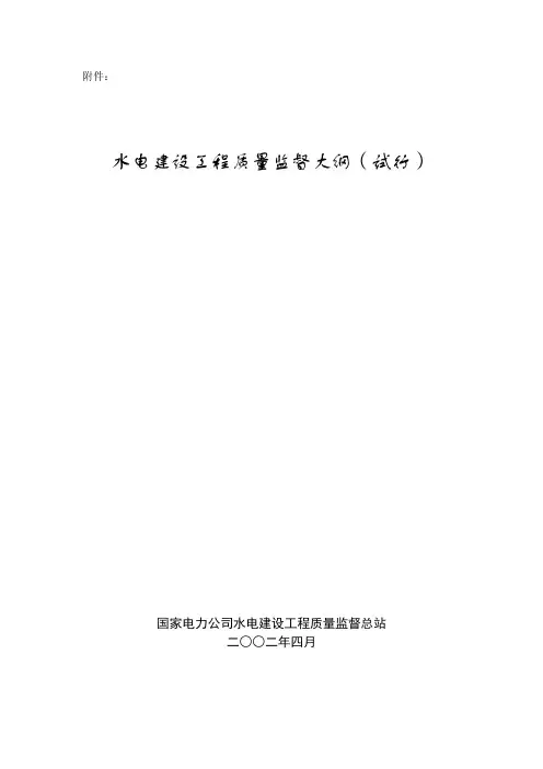 水电建设工程质量监督大纲(试行)