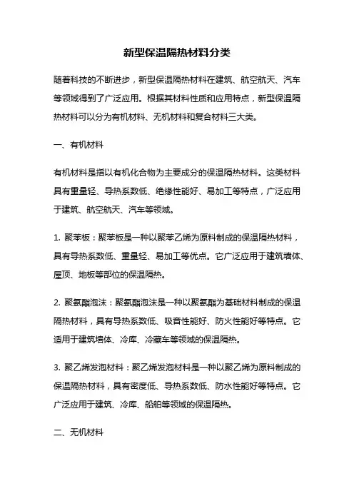 新型保温隔热材料分类
