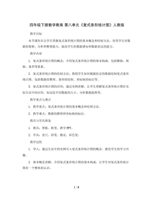 四年级下册数学教案 第八单元《复式条形统计图》人教版