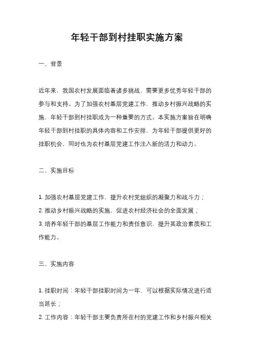 年轻干部到村挂职实施方案