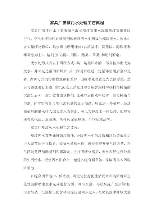 家具厂喷漆污水处理工艺流程