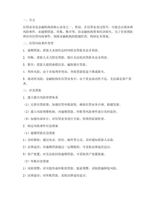 信贷风险事件及应急预案