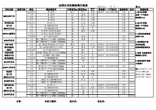 钢丝绳月检表格模板