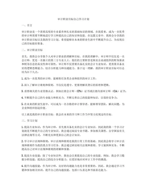 审计职业目标自己学习计划