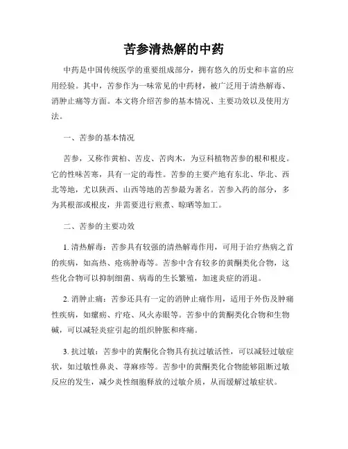 苦参清热解的中药