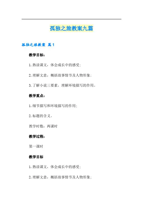 孤独之旅教案九篇