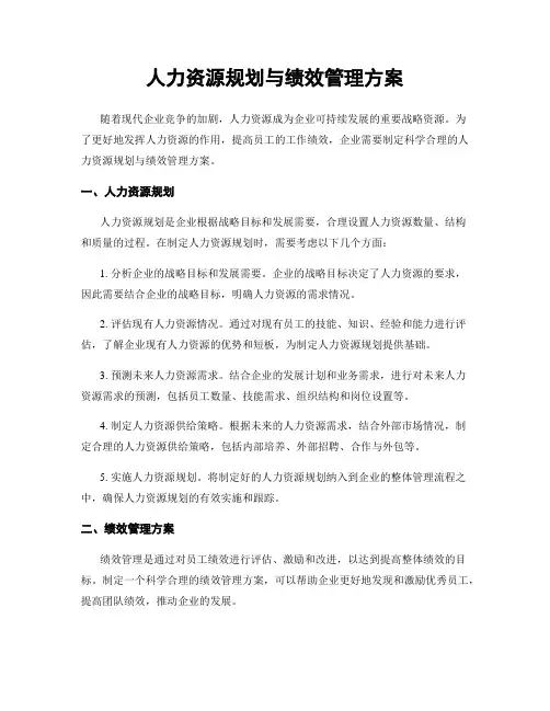 人力资源规划与绩效管理方案