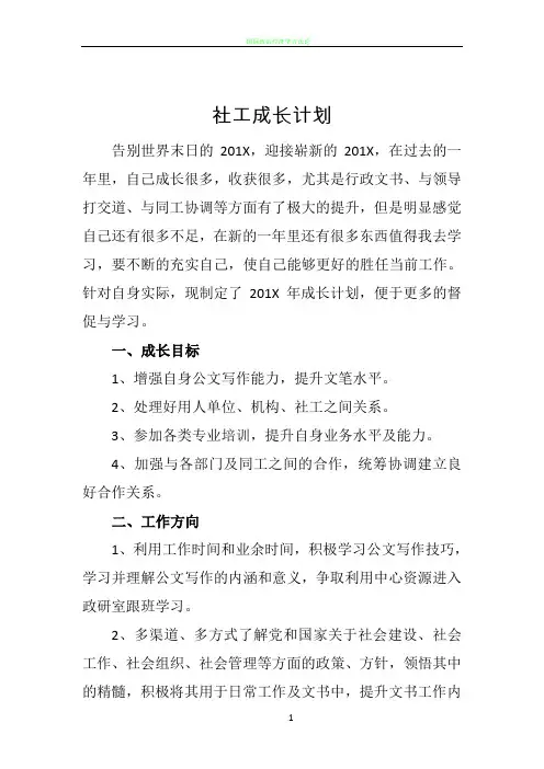社工个人成长计划