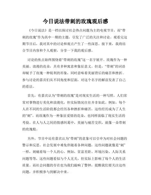 今日说法带刺的玫瑰观后感