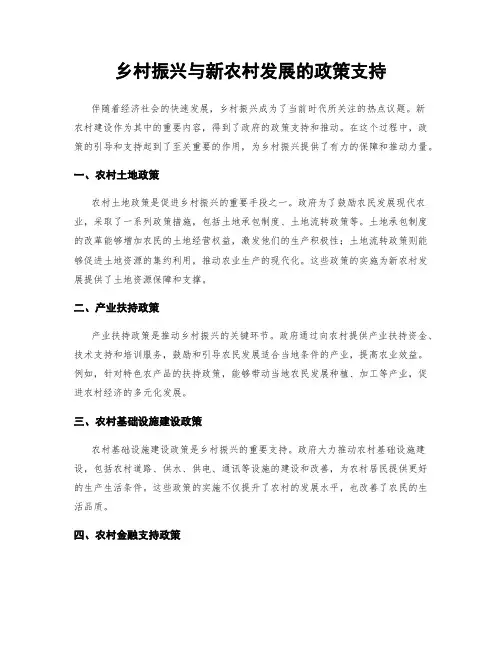 乡村振兴与新农村发展的政策支持