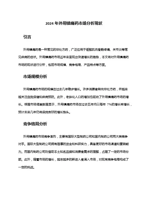 2024年外用镇痛药市场分析现状
