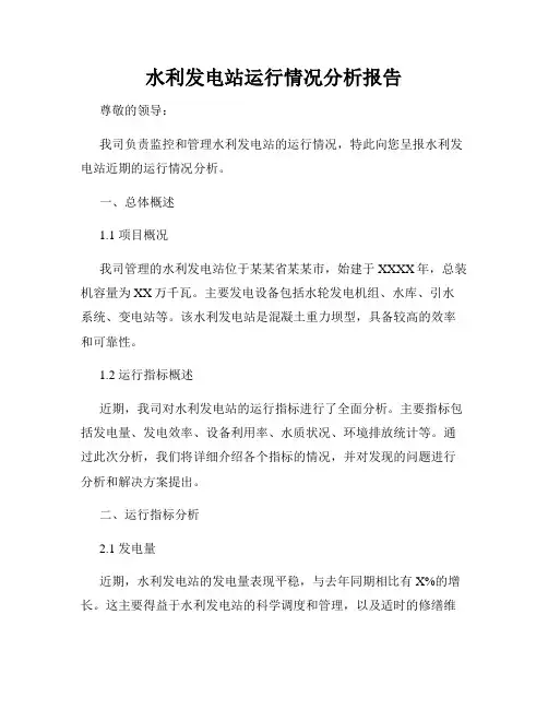 水利发电站运行情况分析报告