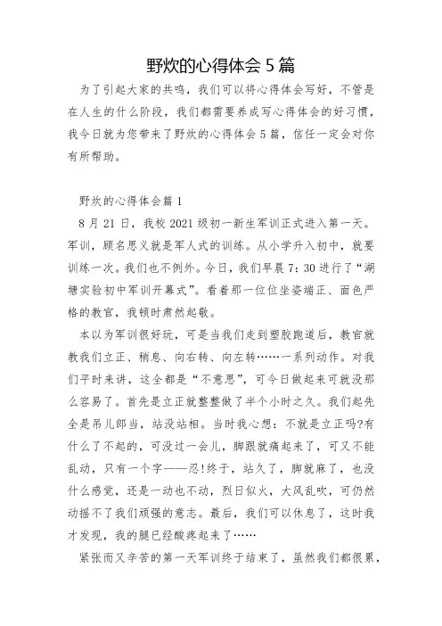 野炊的心得体会5篇