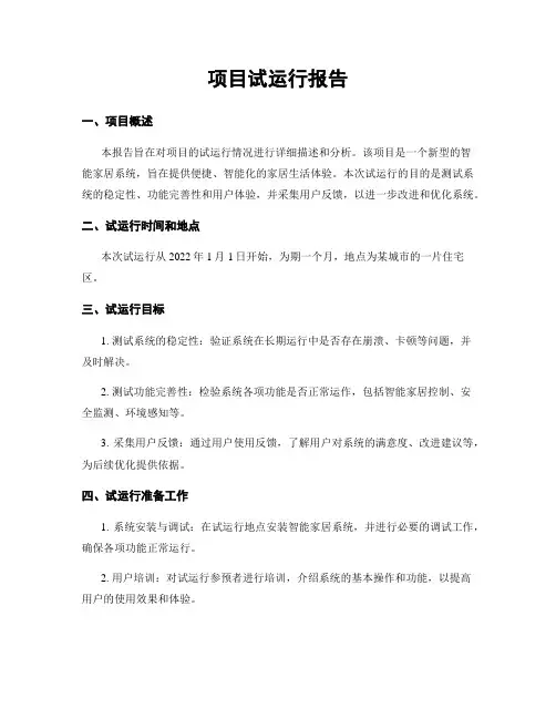 项目试运行报告