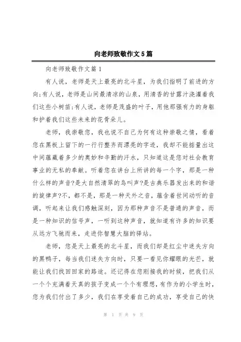 向老师致敬作文5篇