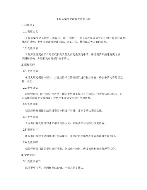 工程方案变更流程表格怎么做