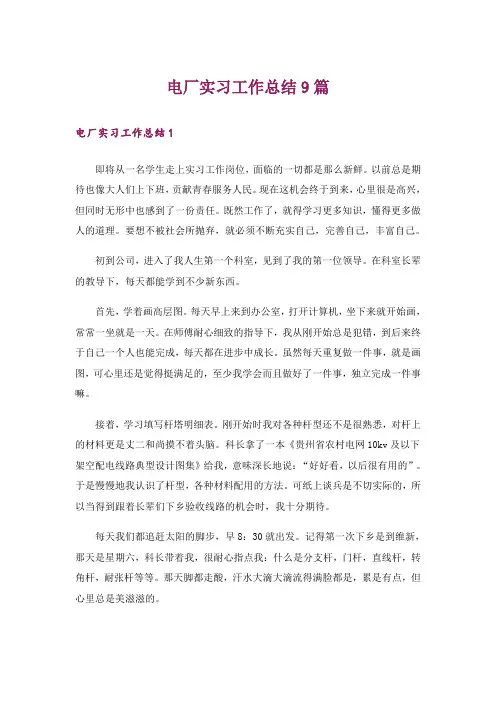 电厂实习工作总结9篇