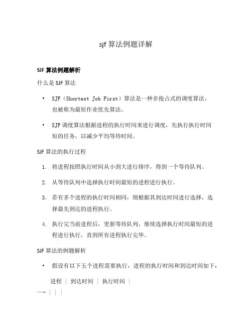 sjf算法例题详解
