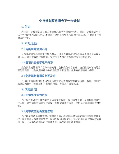 免疫规划整改报告下一步计划