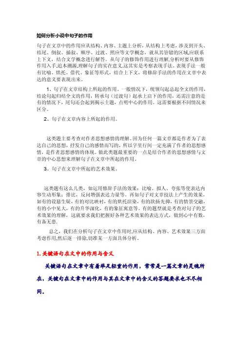 如何分析小说中句子的作用