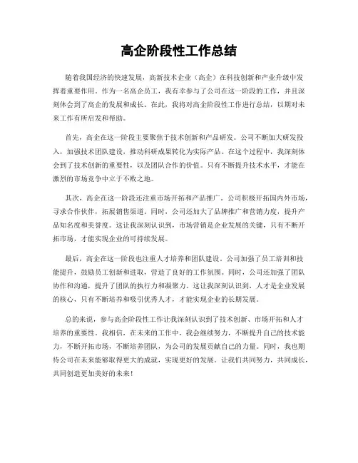 高企阶段性工作总结