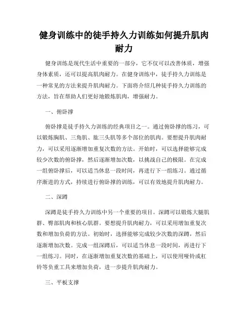 健身训练中的徒手持久力训练如何提升肌肉耐力