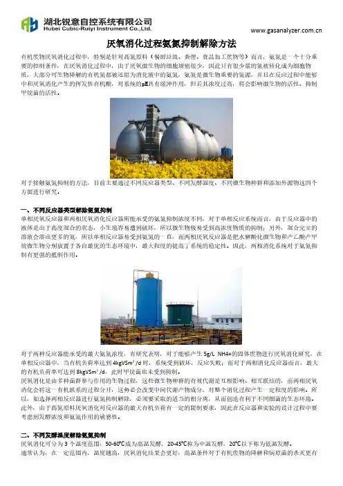 厌氧消化过程氨氮抑制解除方法