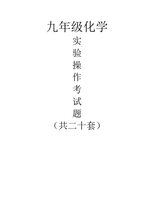 九年级化学实验操作考试题(共20套)